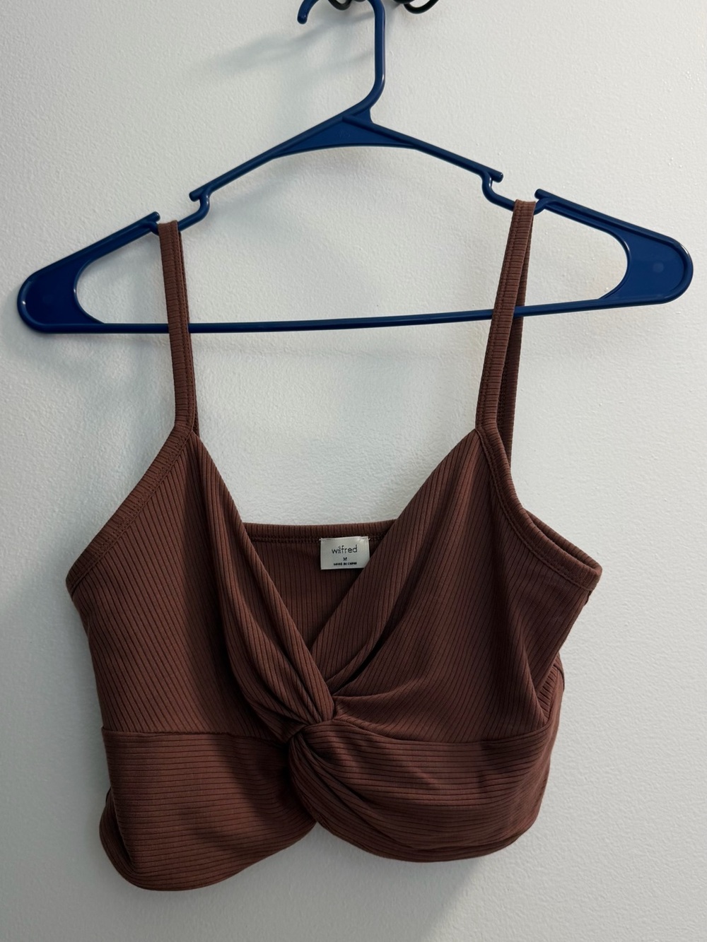 Aritzia Wilfred Ribbed Knot-Front Cropped Tank - brown
